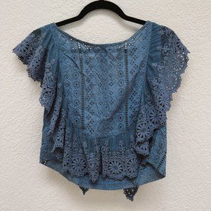 Free People - Indigo Crochet Top - Size Medium
